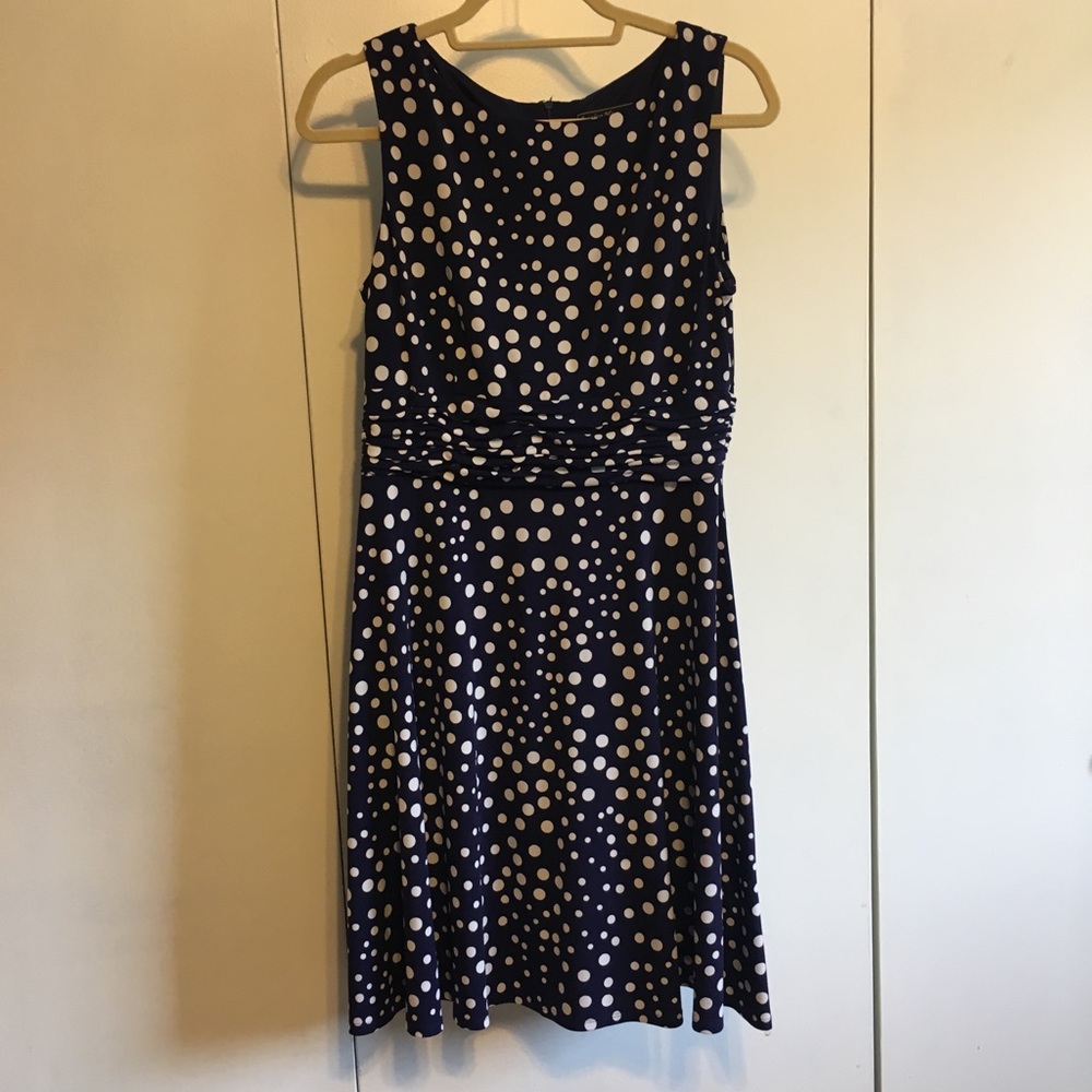 Navy and White Polka Dot Dress